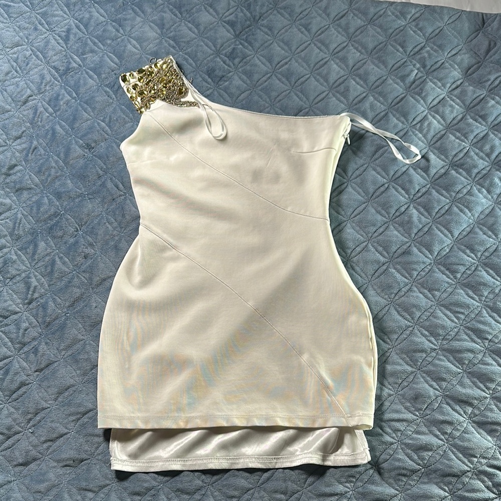 Bebe White Satin Dress